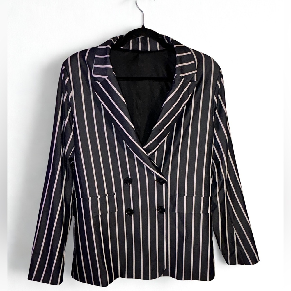 Striped Blue and White Women's Blazer